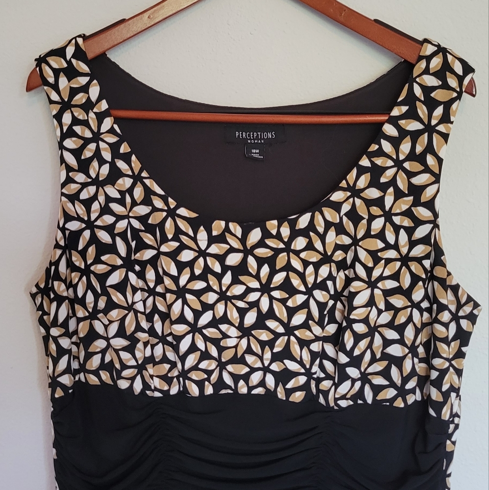 Perceptions Womans Midi Dress, 18W, black and tan